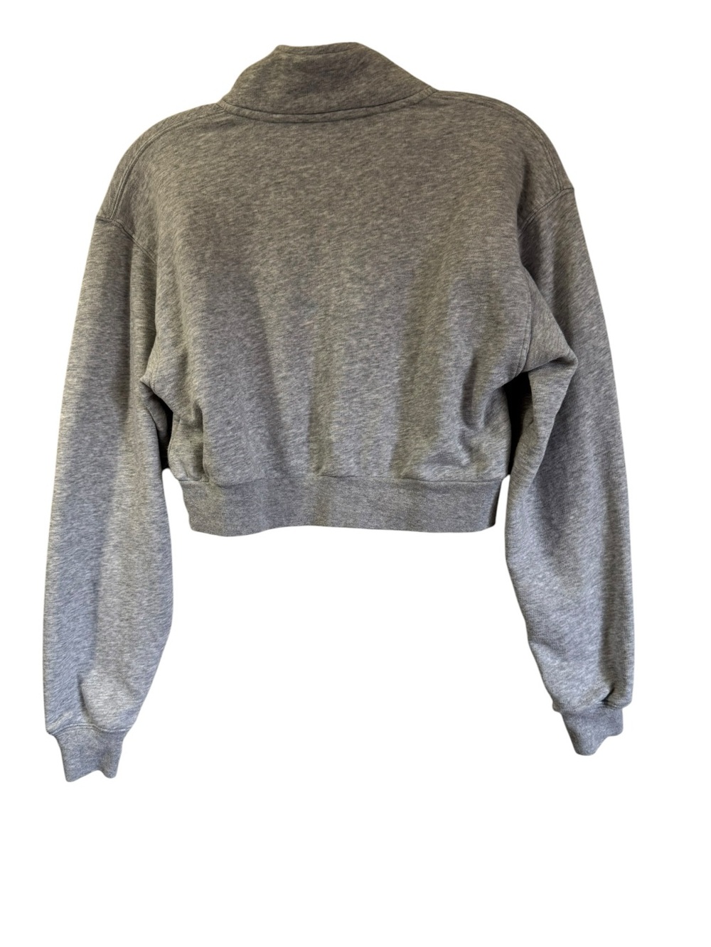 Aritzia TNA Cozy Fleece Perfect 1/4 Zip Cropped Sweatshirt Women's XS Grey - Picture 3 of 12